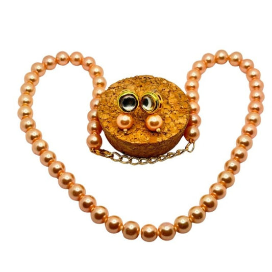 Golden Peach Pearl Necklace