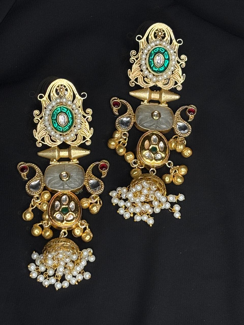 Gold and Green Earrings