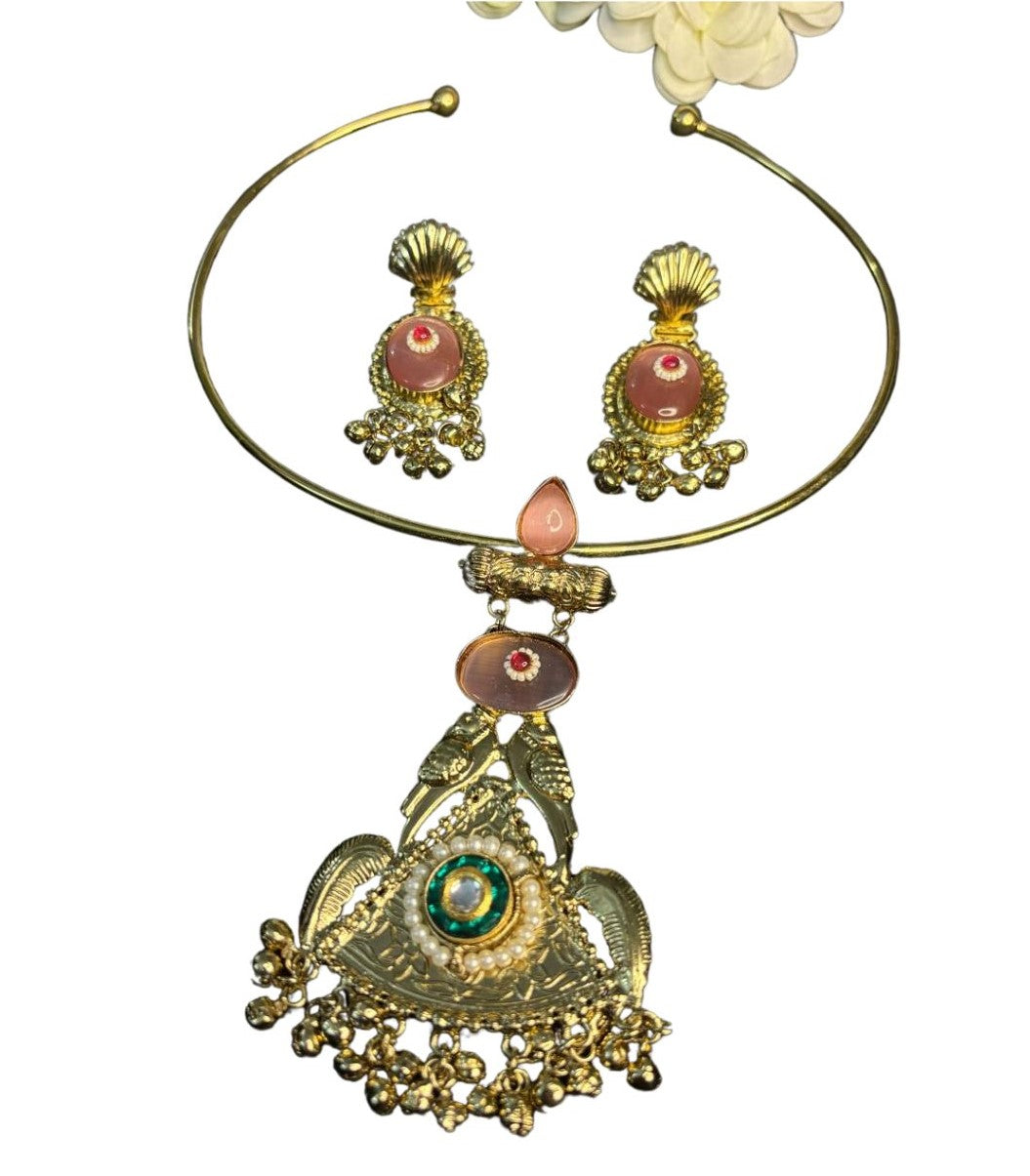 Ornate Gold Necklace and Earrings