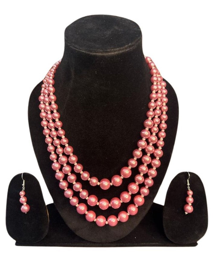 Delicate Pink Beaded Necklace Set