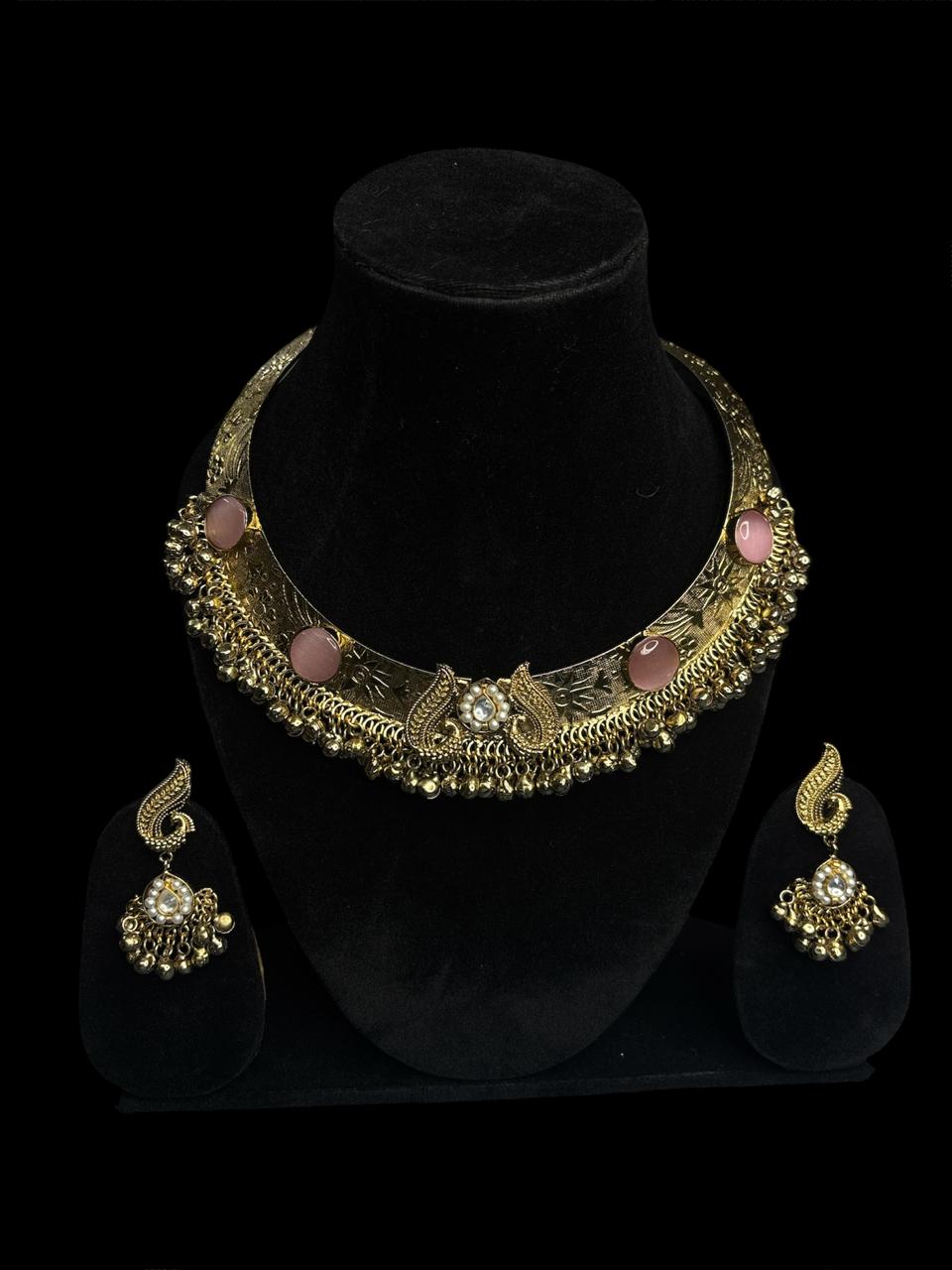 Golden Necklace and Earrings Set