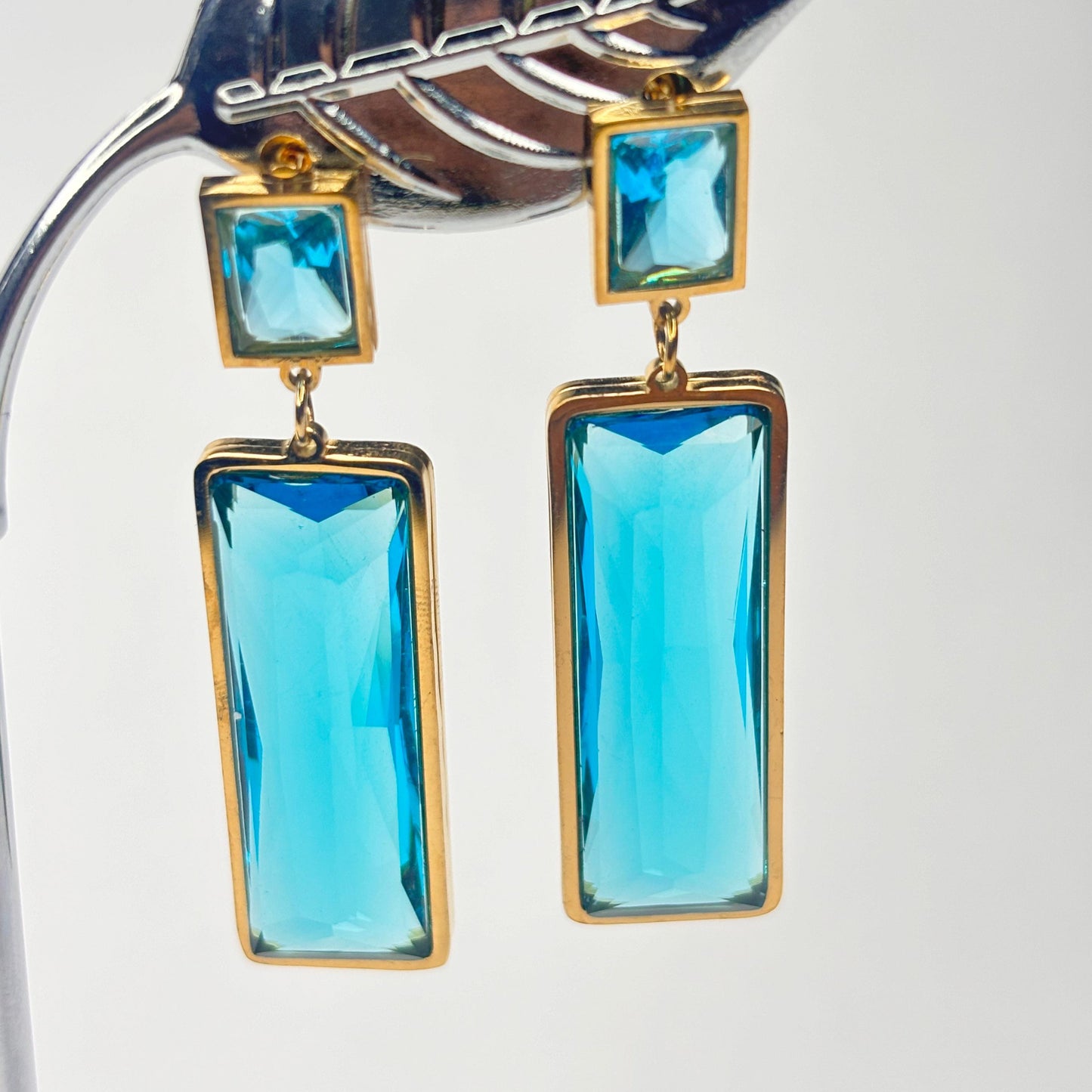 Blue Stone Droplet Earrings