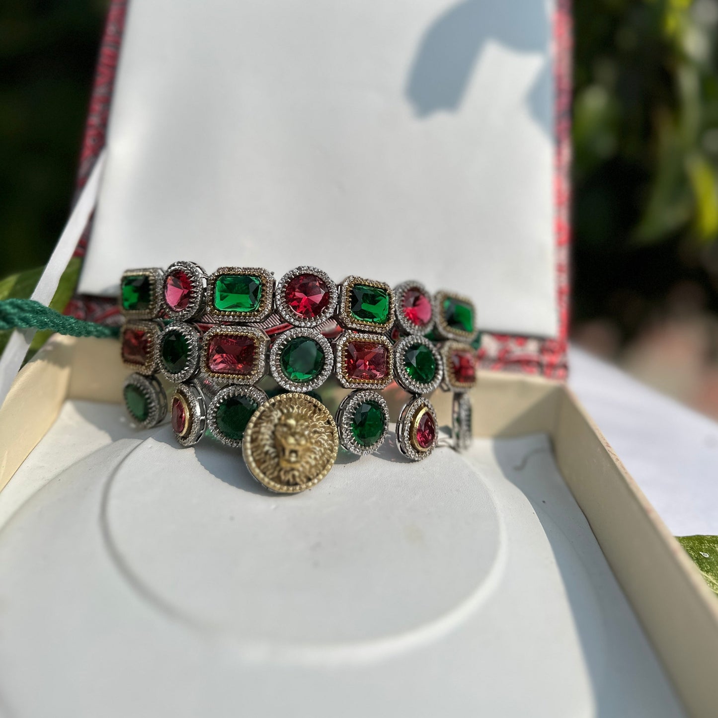 Unmatched Green and Ruby Choker Necklace