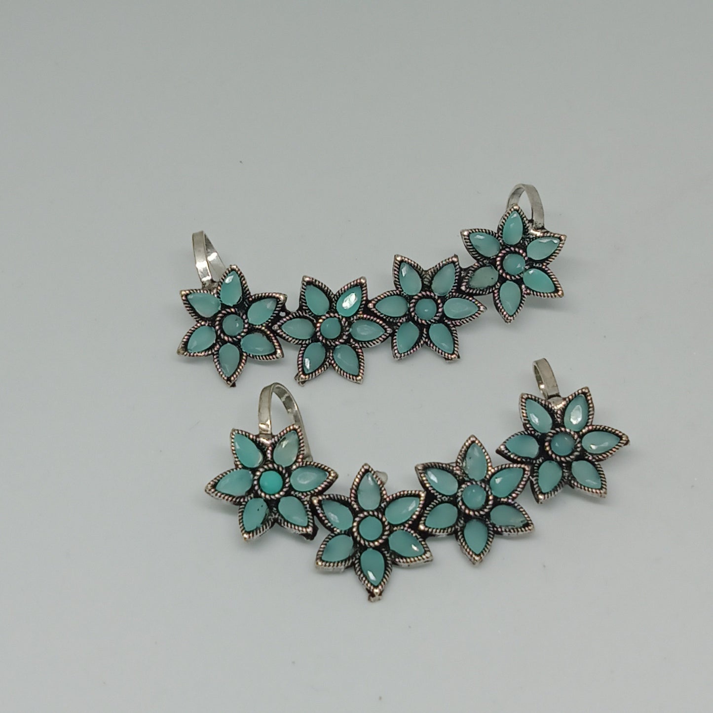 Turquoise Flower Stone Ear cuffs