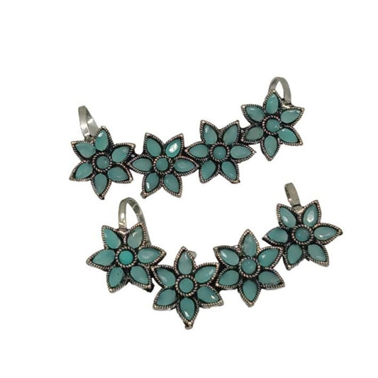 Turquoise Flower Stone Ear cuffs