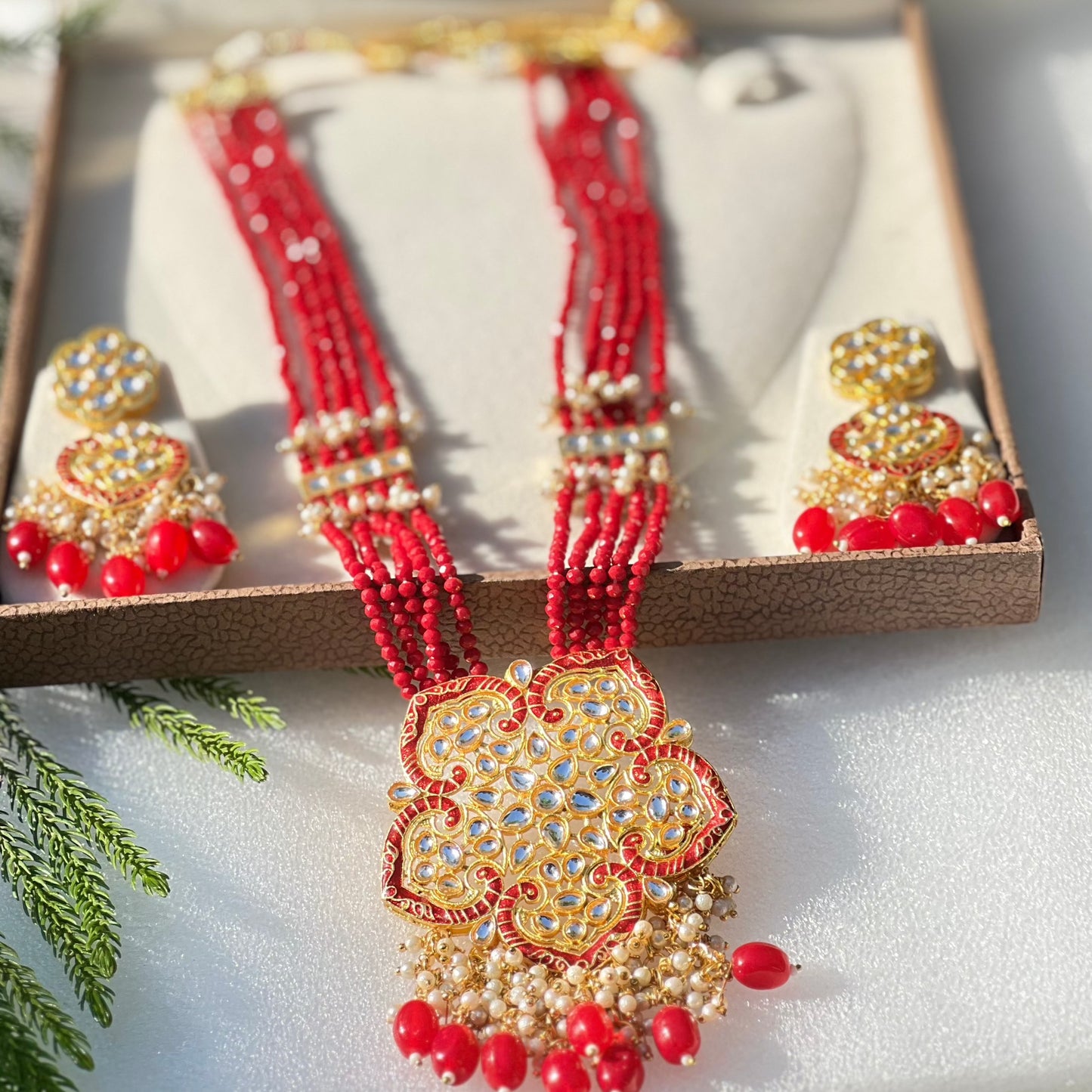 Kundan Red Elegance Long Necklace