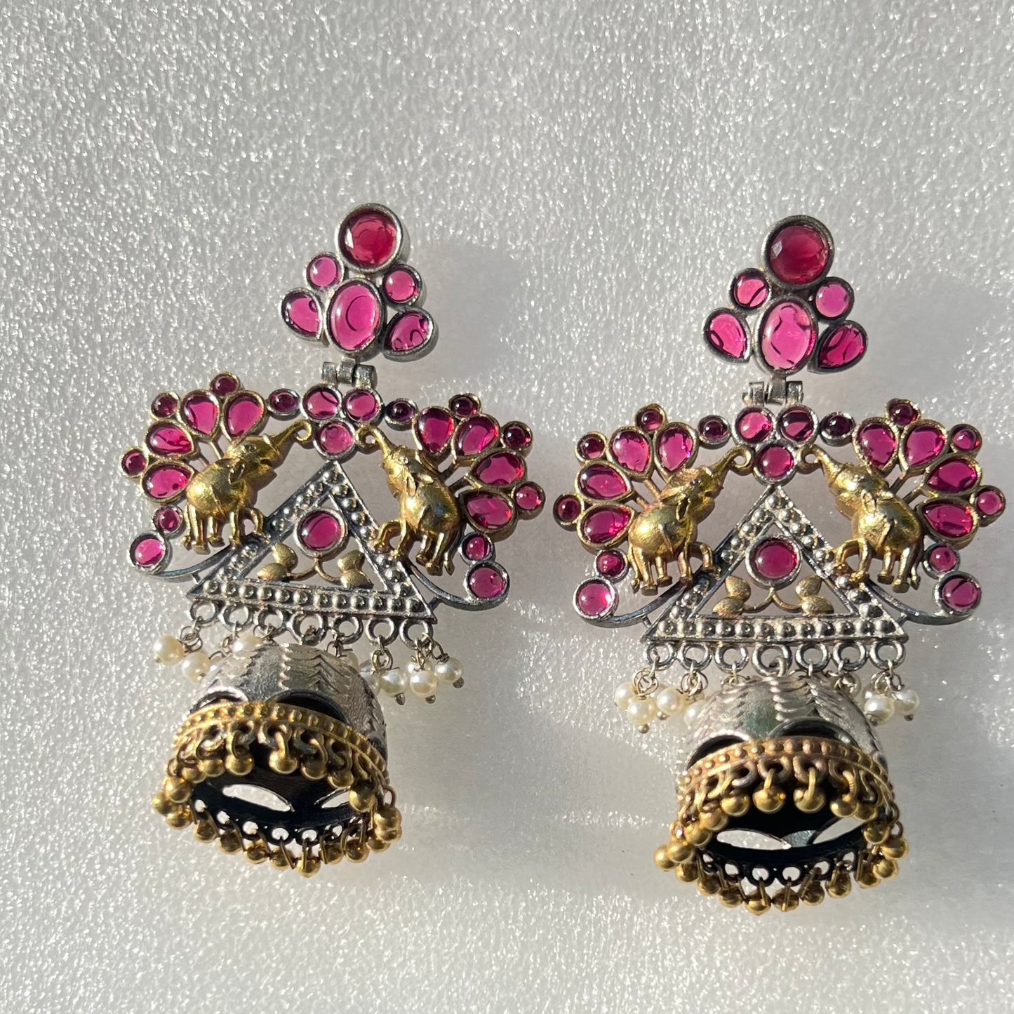 Unmatched Pink Elephant Jhumki Earrings