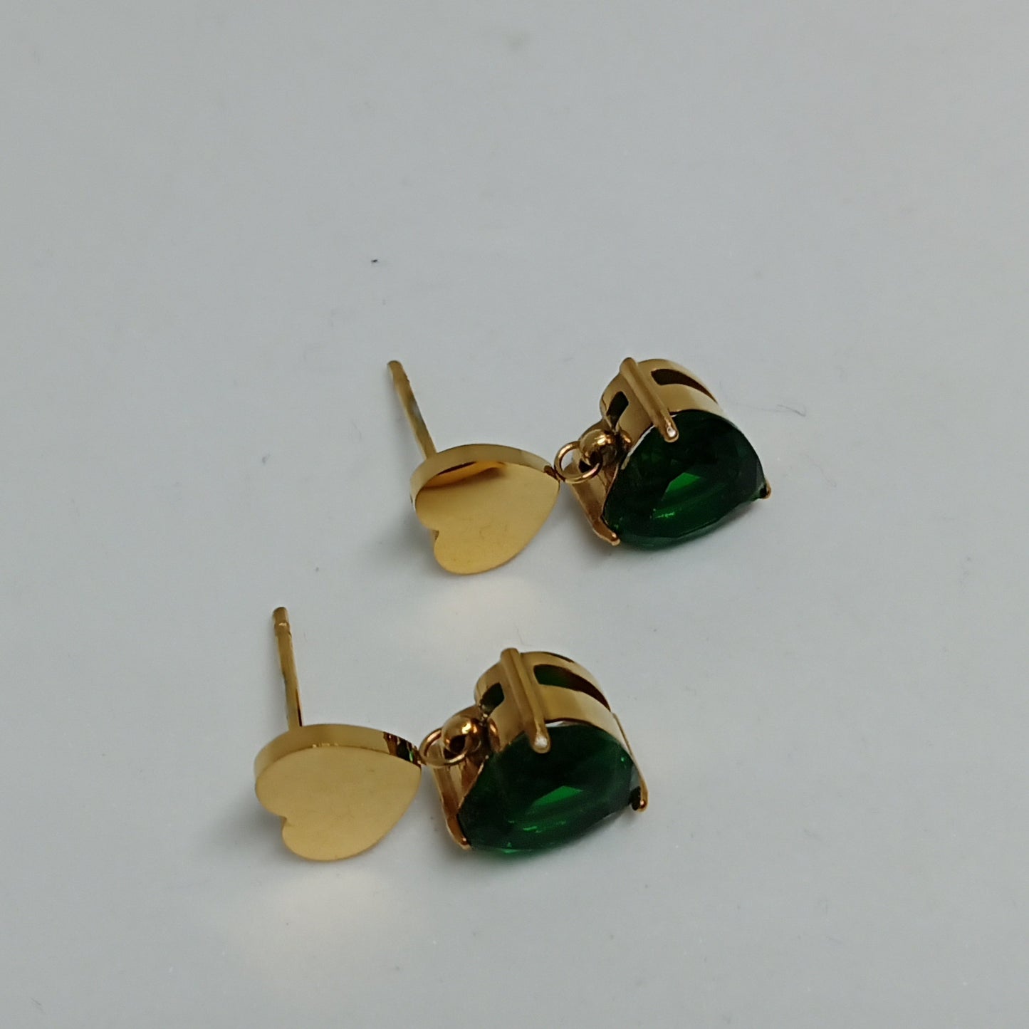 Green Emerald Heart Earrings