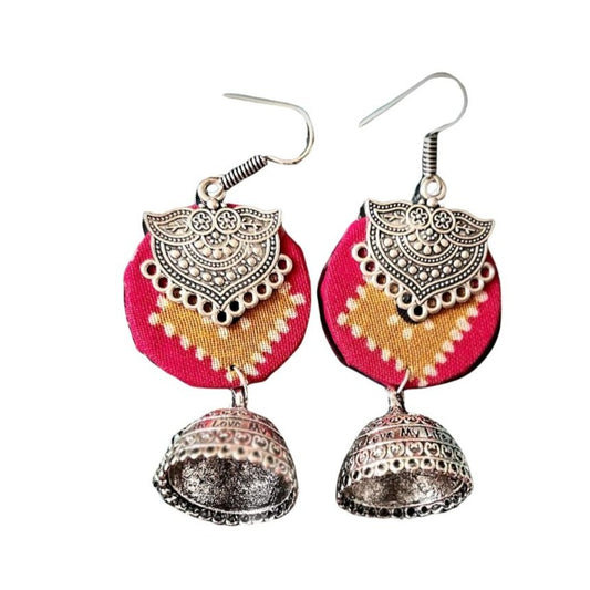Round Cloth Silver Earrings