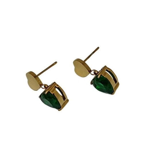 Green Emerald Heart Earrings