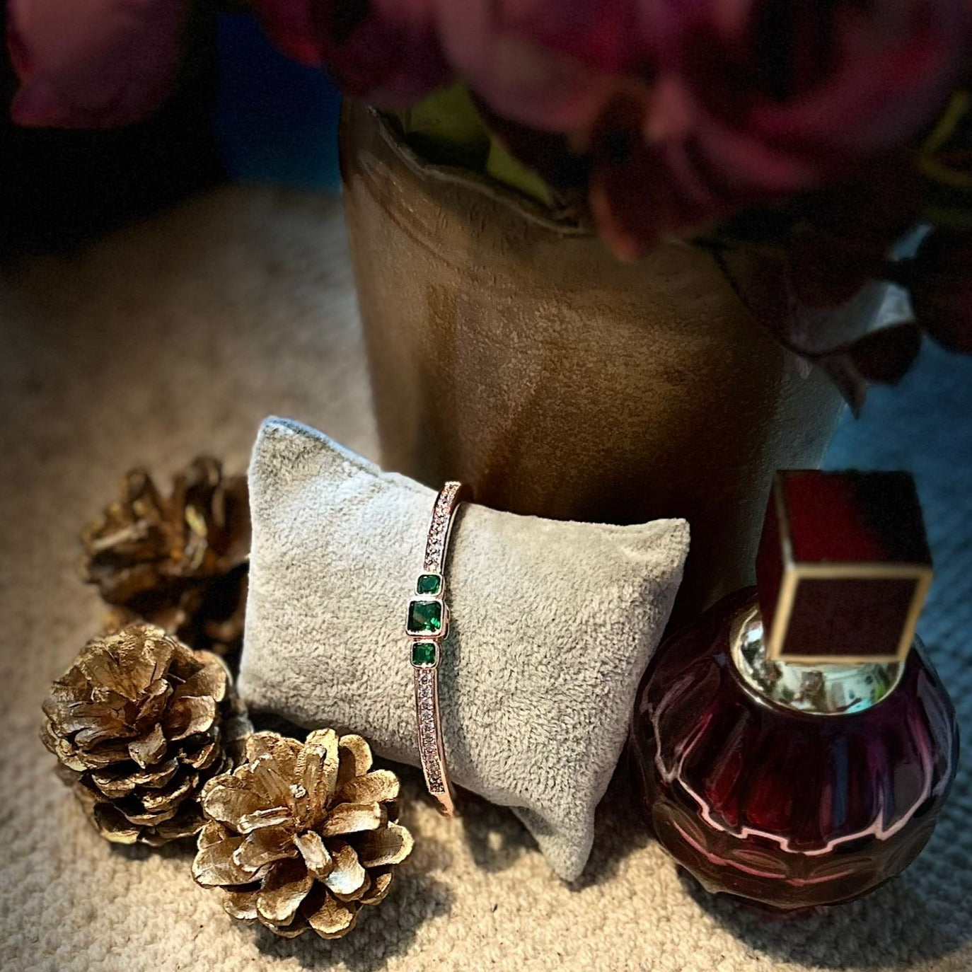 Emerald and Rose Gold Bracelet