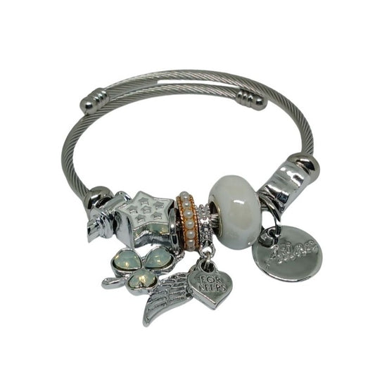Flower and Wing Charm Bracelet