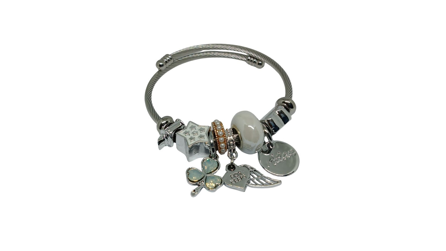 Flower and Wing Charm Bracelet